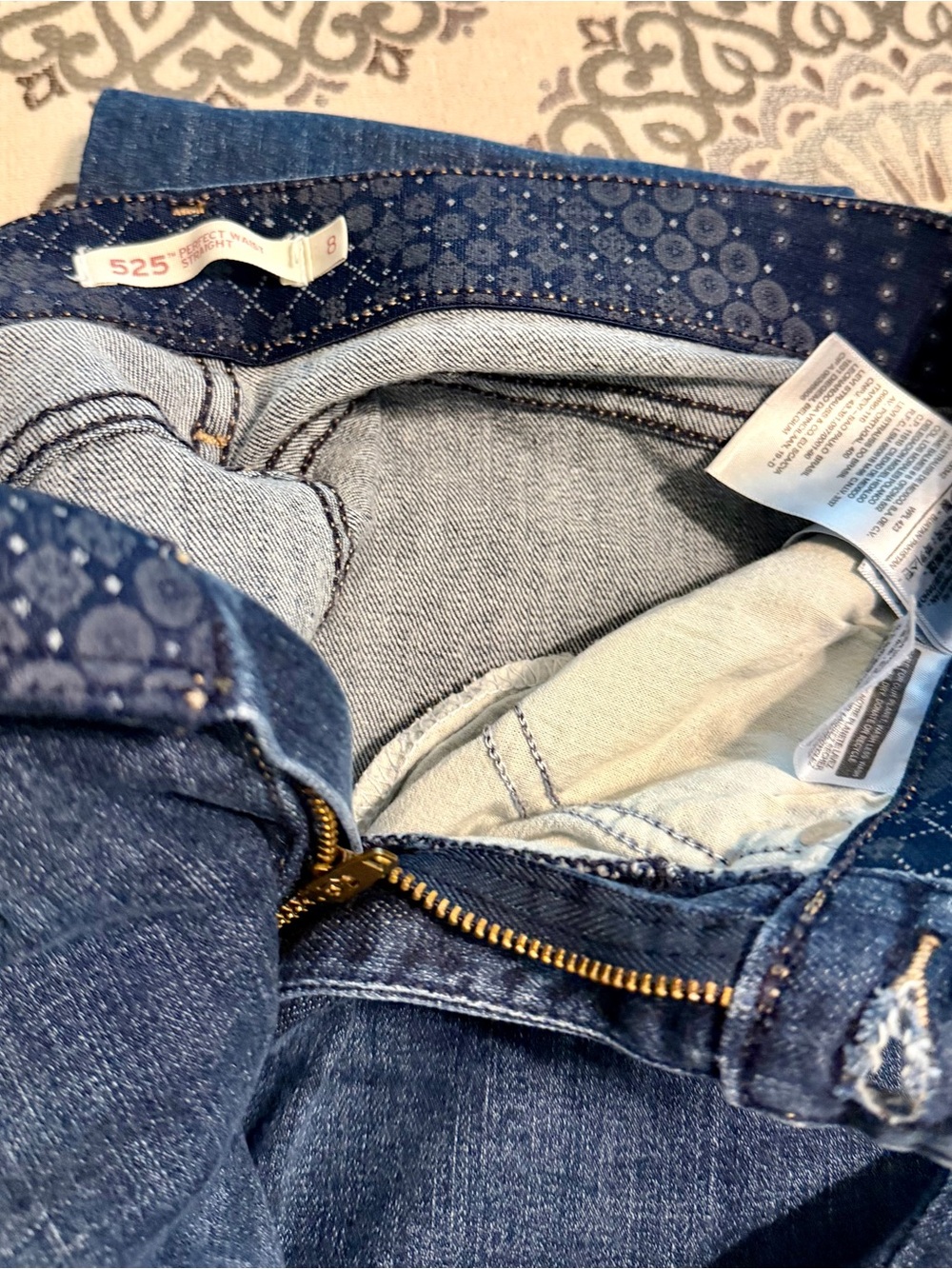 Levi's 525 Perfect Waist Straight Leg Jeans Blue Denim Size 8 - Picture 5 of 9